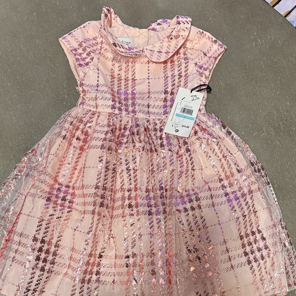 Pippa & Julie Pink and Purple Plaid Kids Dress NWT